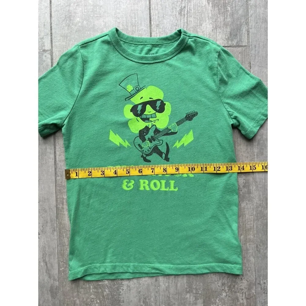 Gap Kids Shamrock & Roll Graphic T-Shirt St Patricks Paddys Pattys Day S 6-7